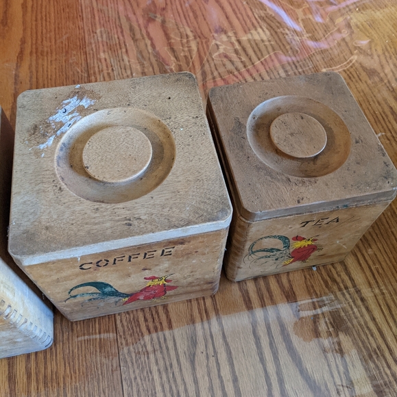 VINTAGE rooster square wooden canister lot - Picture 11 of 11